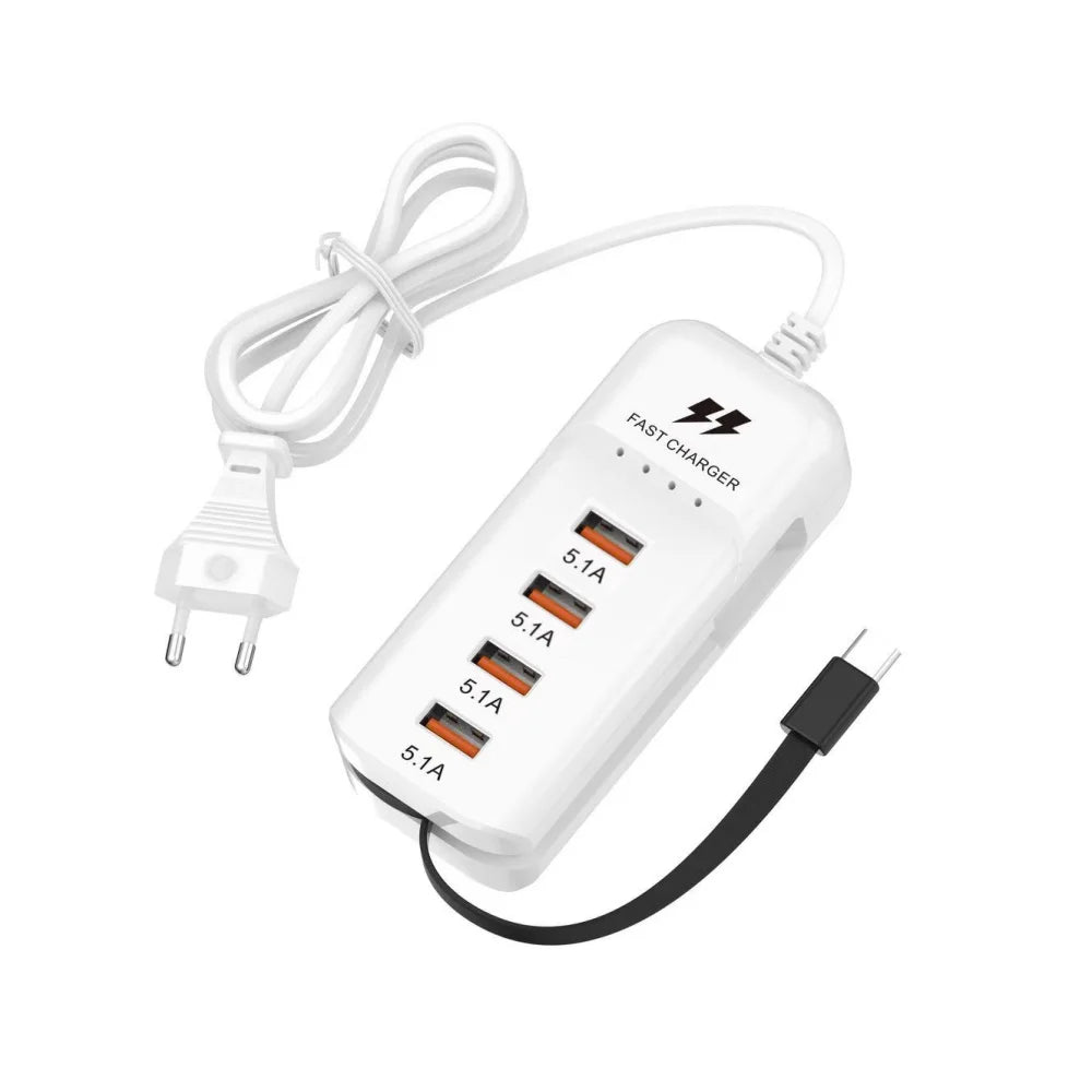 66W USB-C Fast Charger Station PD QC3.0 | 4-Port Wall Charger