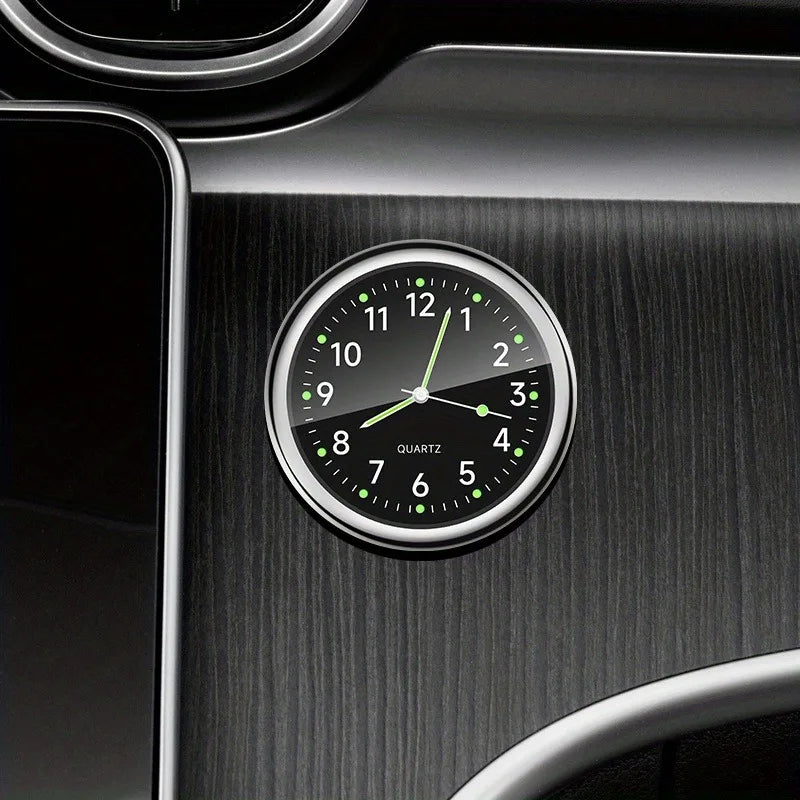 1pc Glow Decorative Car Clock Mini Quartz Watch for Car Decoration Peaceful Pleasures Health and Wellness Black