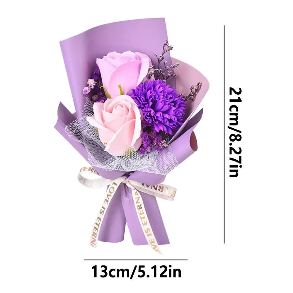 Forever Flowers Bouquet Soap Preserved Rose Decoration Women Birthday Flowers For Teachers Colleagues Friends Teacher's Day Peaceful Pleasures Health and Wellness Purple China Mainland