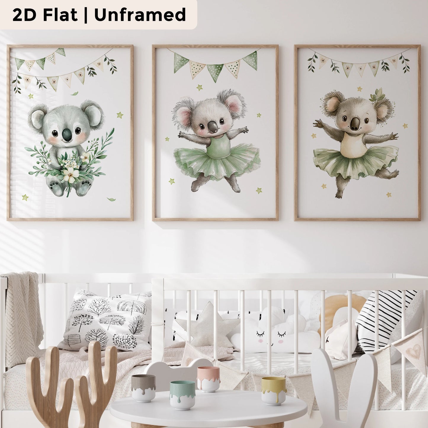 3-Piece Cartoon Koala Canvas Wall Art Print | Kids Room Decor
