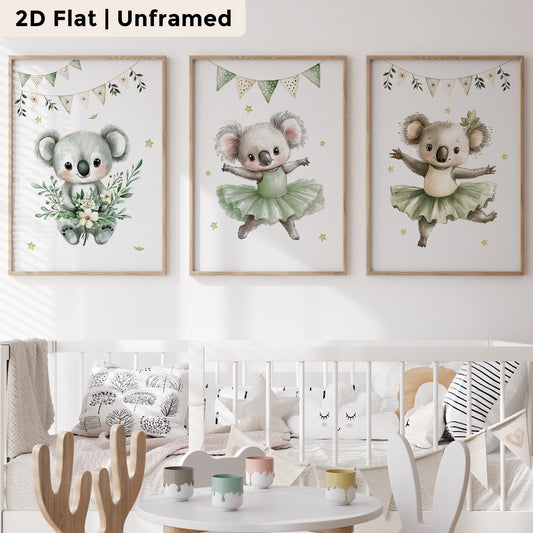 3-Piece Cartoon Koala Canvas Wall Art Print | Kids Room Decor Canvas Wall Art Set Peaceful Pleasures Health and Wellness CH087-3pcs 30x40cm Unframed