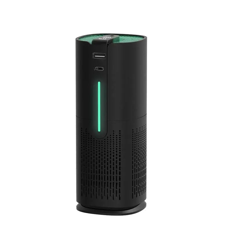 Portable Desk Negative Anion Ultraviolet Filter UVC Light Ionizer Generator Cleaner Car Air Purifier for Office Home Peaceful Pleasures Health and Wellness black
