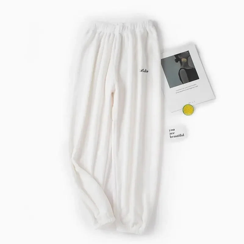 Coral Fleece Pajama Pants – Thick Plush Wide Leg Winter Lounge