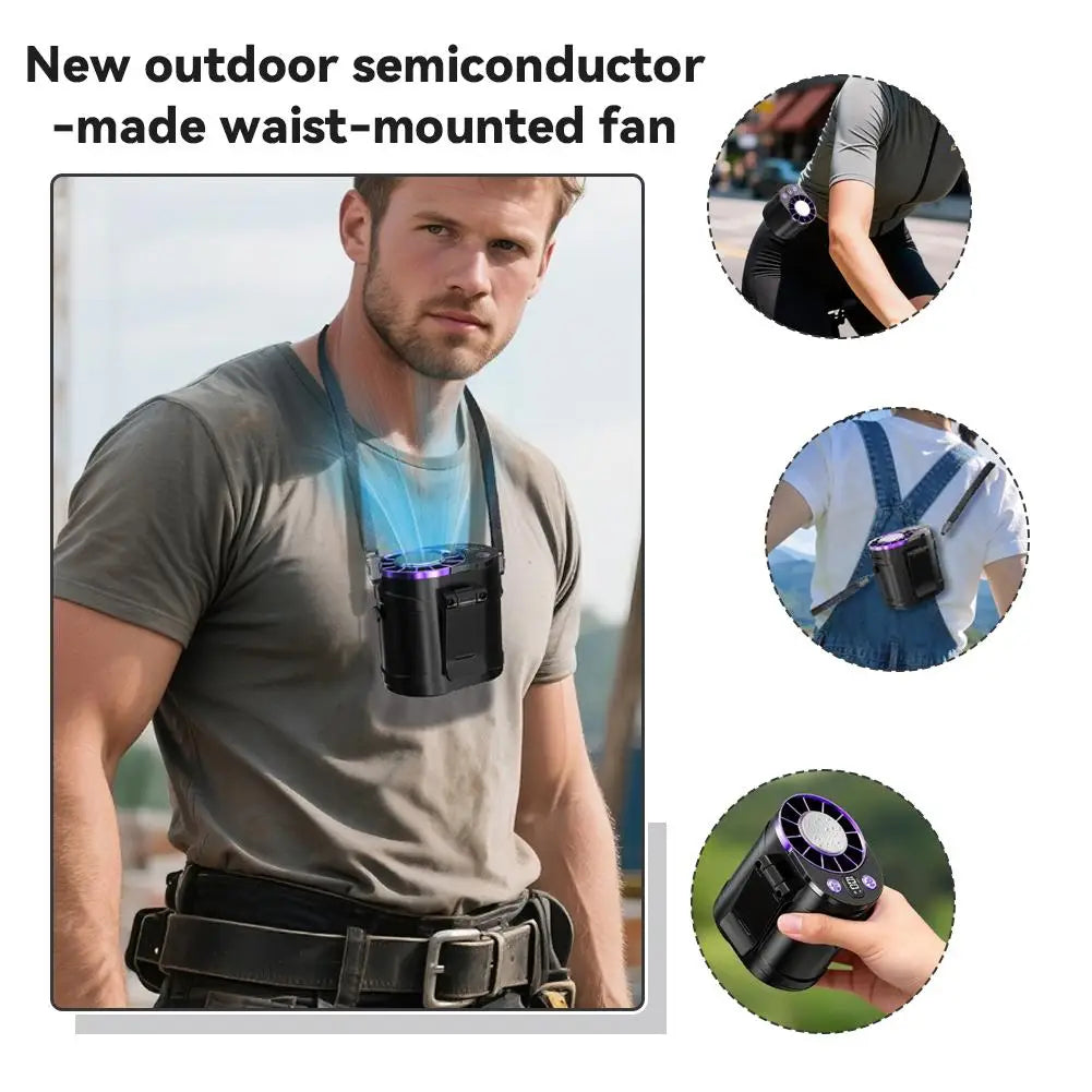 Waist Hanging Fan New Outdoor Semiconductor Cooling Mini Air Conditioner Portable Personal Fan Clip On Waist Cooling Device Peaceful Pleasures Health and Wellness