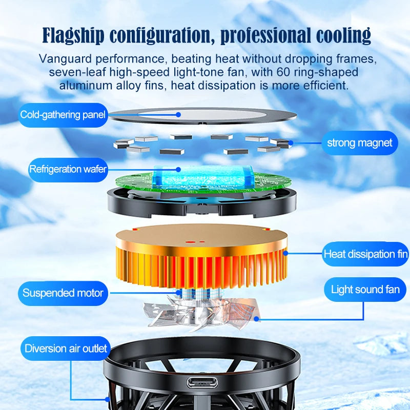 Magnetic Portable Cooler For Mobile Phone Radiator Cooling Fan For Mobile Processor Cooler Cell Cooling Cooler Fan Games Peaceful Pleasures Health and Wellness