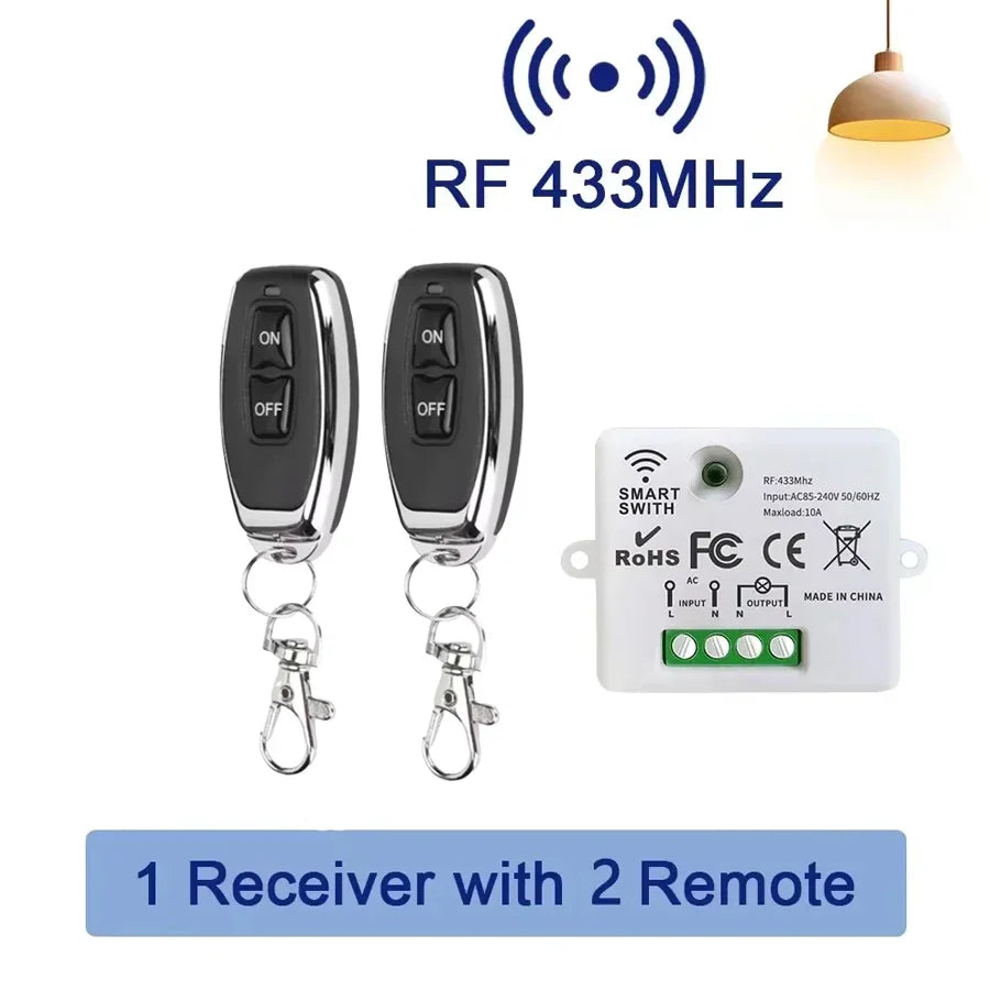 RF433MHz Wireless Remote Control Light Switch 10A Relay