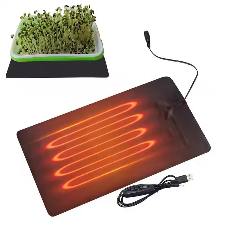 USB Plant Seedling Heat Mat – 8.5W Warming Pad for Indoor Plants & Reptiles Peaceful Pleasures Health and Wellness 33x18cm