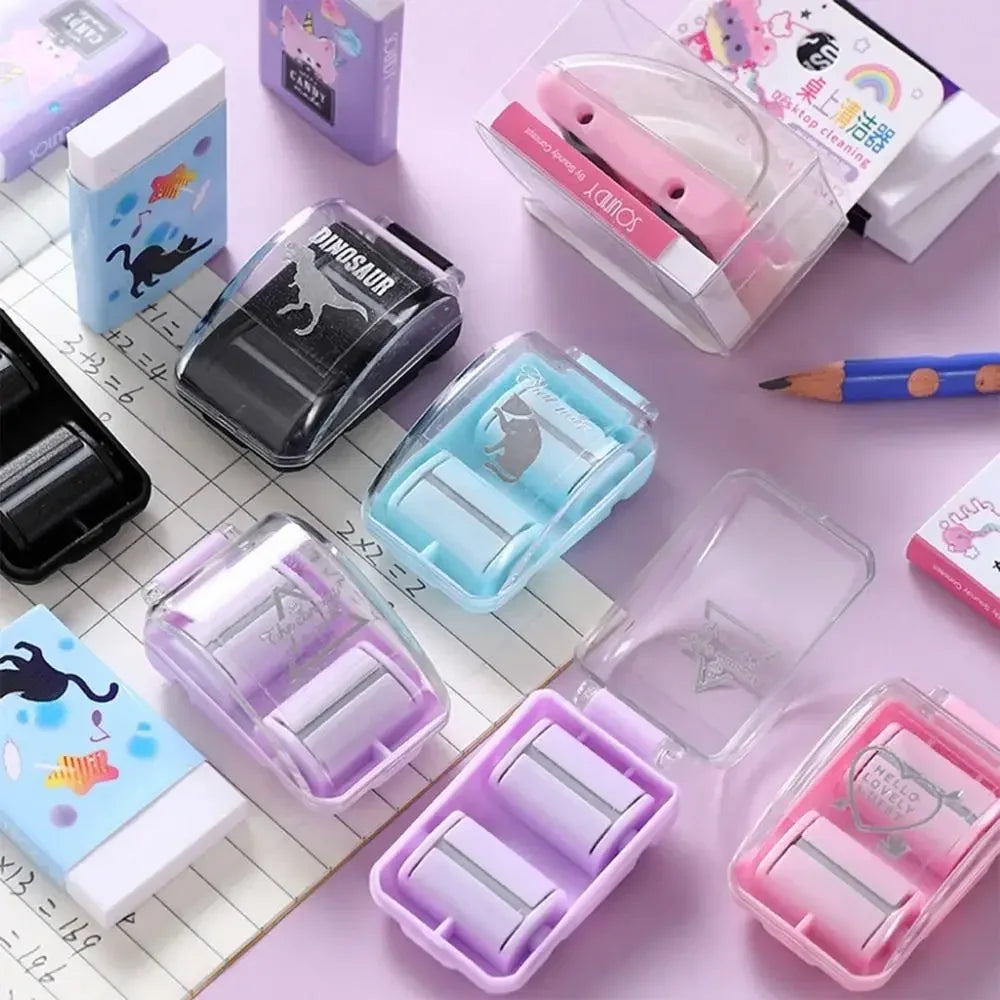 Mini Eraser Crumb Collector Set – Cute Desktop Sweeper for Kids