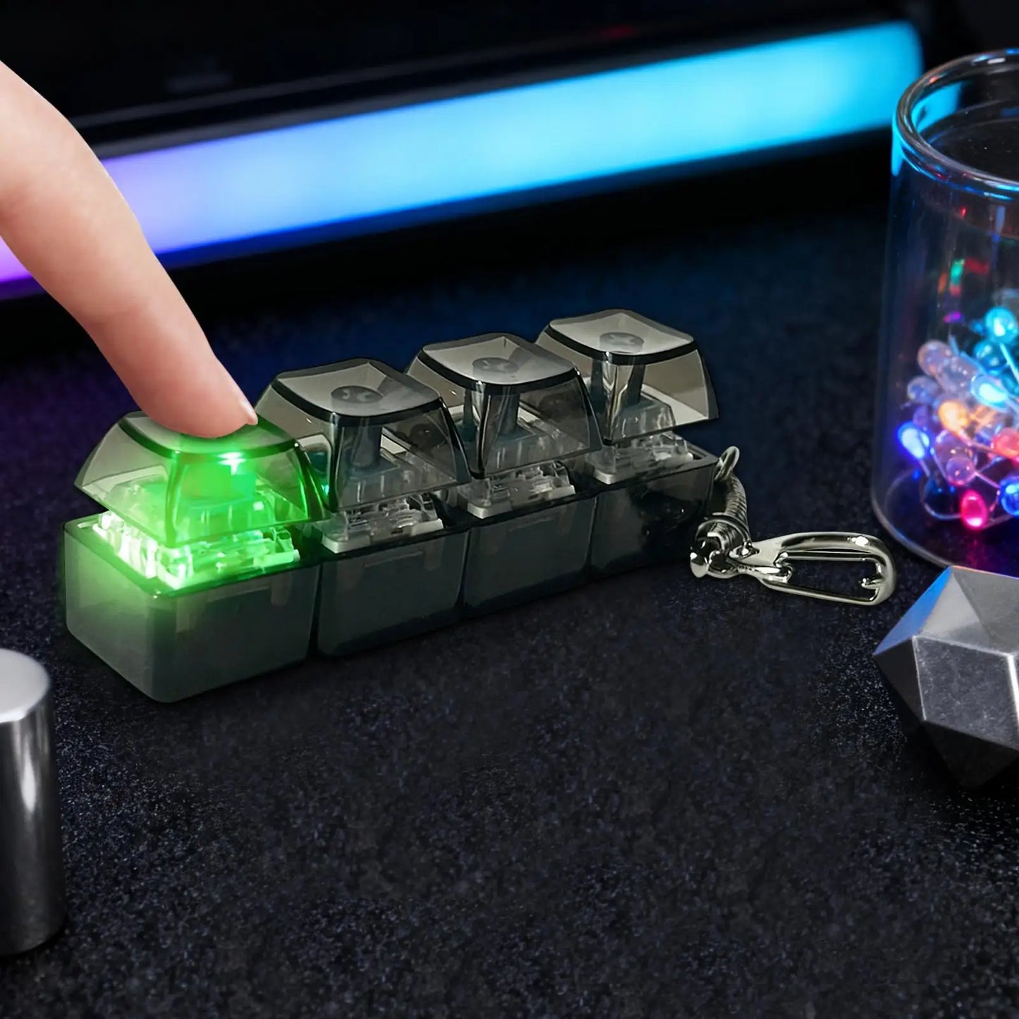 4-Key RGB Keyboard Fidget Toy & Keychain | Clicker Sensory Toy