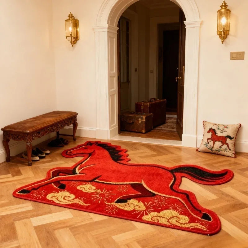 2026 Year of the Horse Crystal Velvet Rug – Stain Resistant