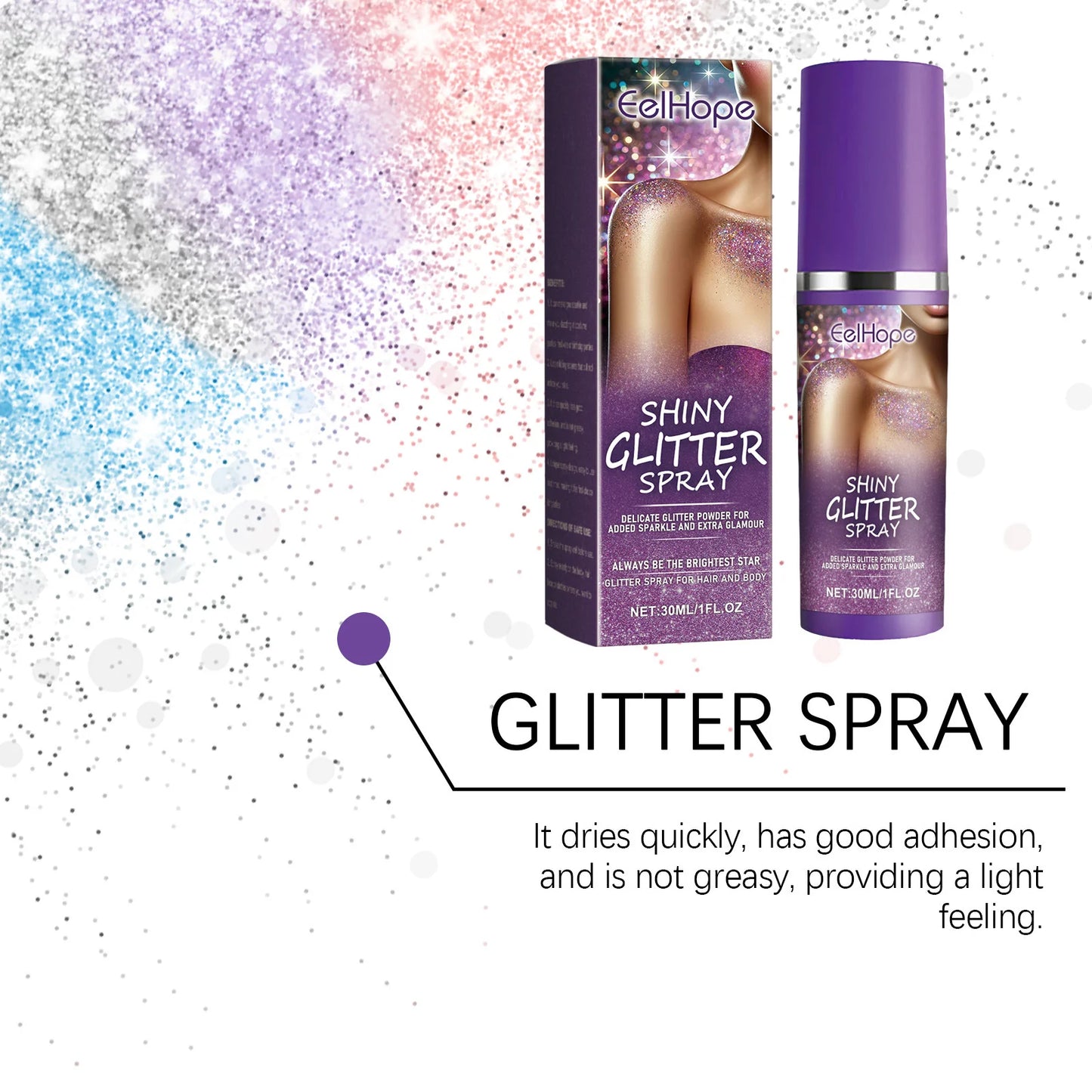 Glitter Highlighter Spray – Hair, Face & Body Shimmer | Eelhope
