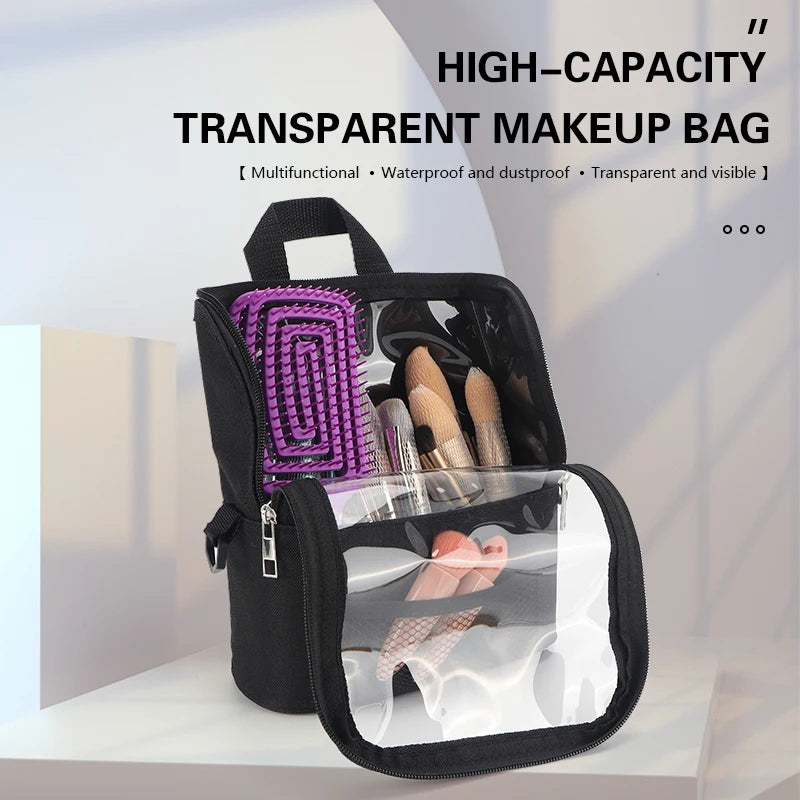 PVC Transparent Makeup Bag Large Capacity Waterproof Travel Toolbag Portable Barber Beauty Cosmetics Tools Storage Case Supplies Peaceful Pleasures Health and Wellness