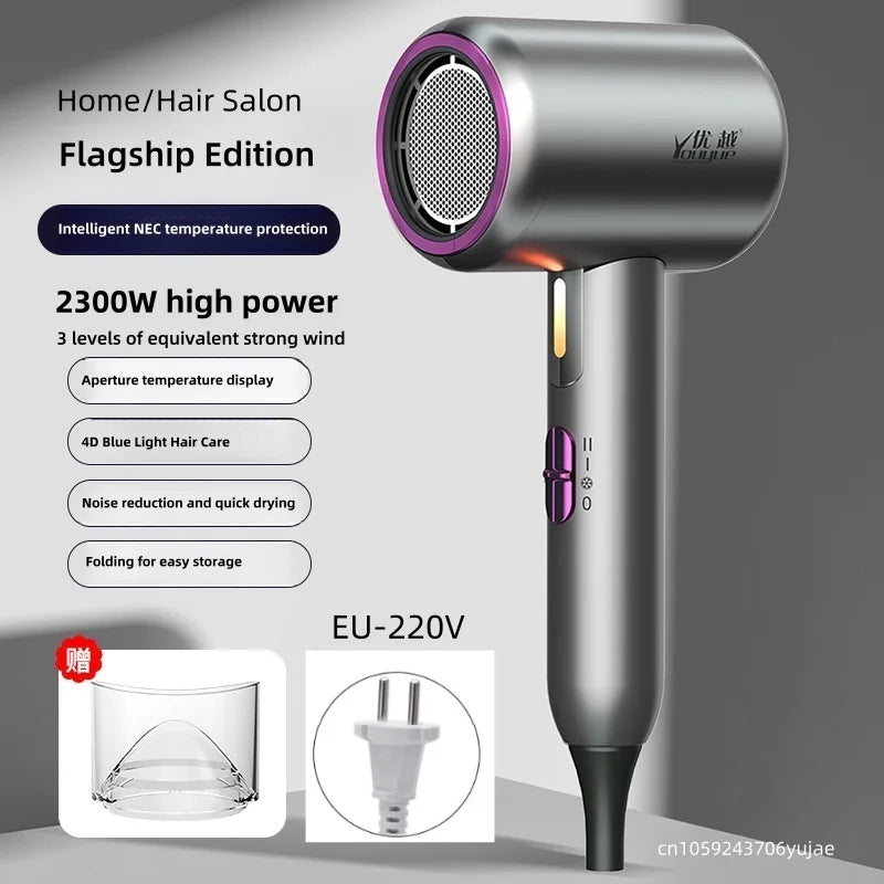 High Speed Blue Light Mini Travel/Home/Dormitory Hair Dryer With High Wind Power And Foldable US, EU Plug, Source Manufacturer Peaceful Pleasures Health and Wellness Grey -EU(220V)