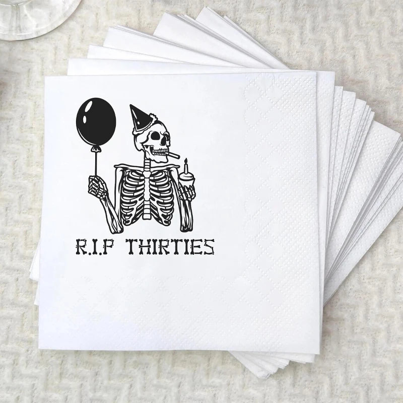 20pc Funny RIP Thirties Cocktail Napkins | Dirty 40 Birthday Party