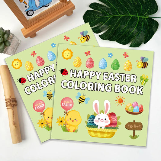 Bview Art Happy EASTER Coloring Book 40 Cartoon Doodles Kids 4 Years Peaceful Pleasures Health and Wellness 2pcs