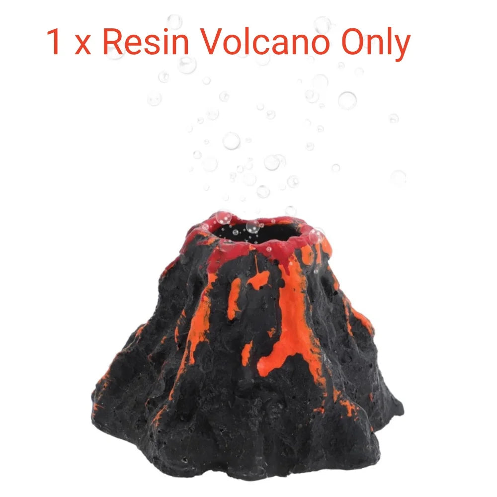 Aquarium Decoration Set Resin Submarine & Volcano Air Bubbler Fish Tank Ornaments Landscape Accessories for Betta Shrimp Decor Peaceful Pleasures Health and Wellness Resin Volcano Only