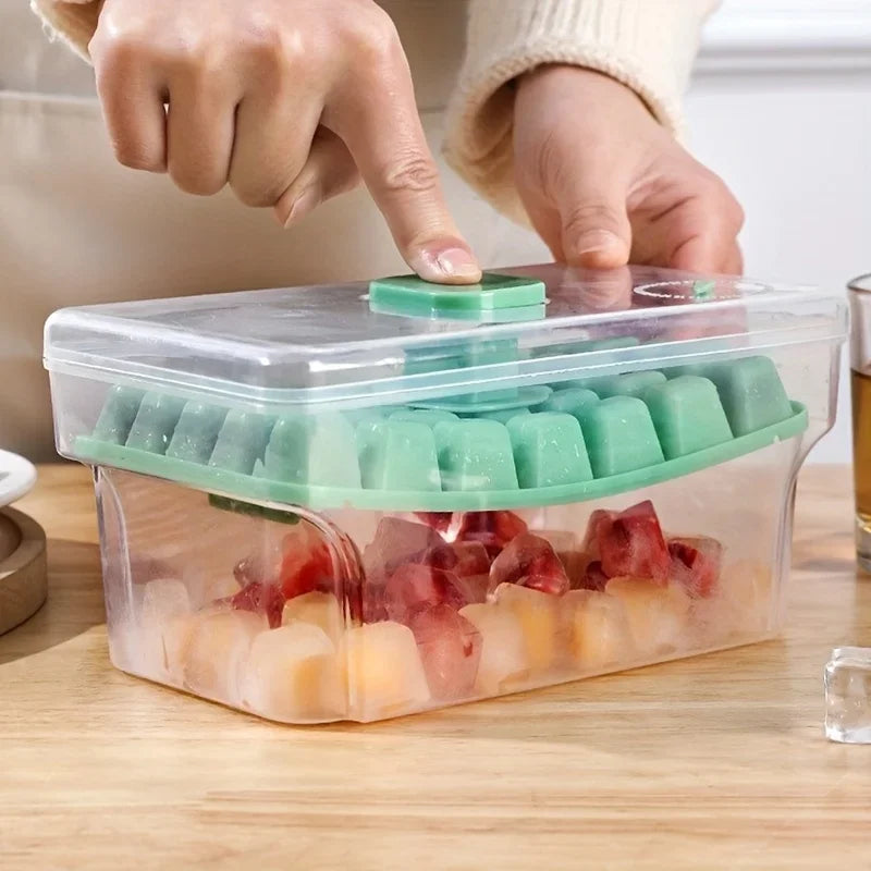 68-Grid Ice Cube Tray with Lid & Shovel | Press & Pop Mold