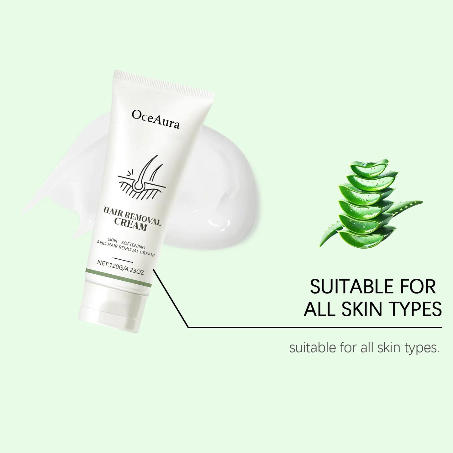 120g Gentle Hair Removal Cream | Aloe & Glycerin, Pore Shrink