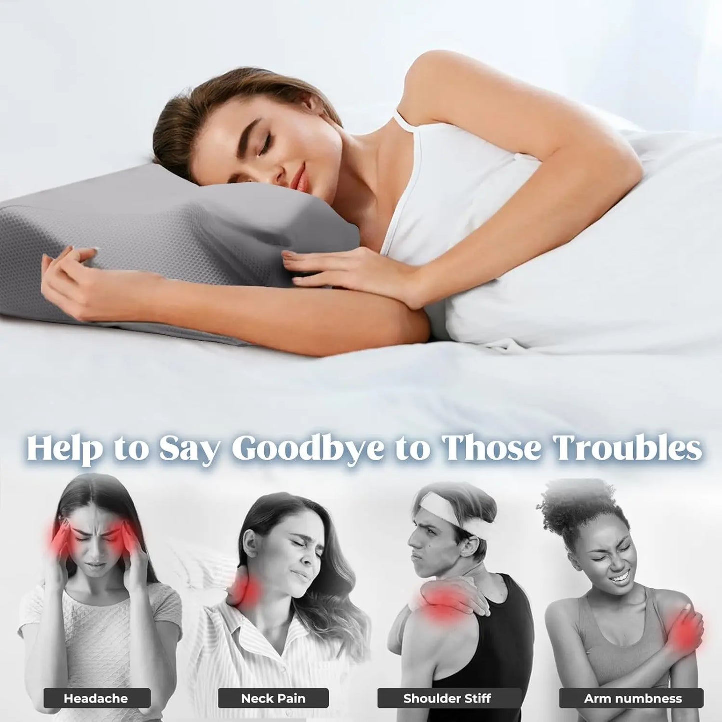 Cooling Memory Foam Neck Pillow for Pain Relief – Grey Neck Pillow Peaceful Pleasures Health and Wellness