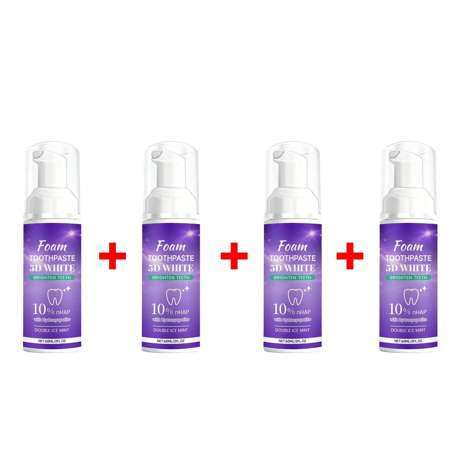 5D White Foam Toothpaste 10% Nhap Enamel Repair Fresh Breath Coffee/Smoke Stain Remover Mint Toothpaste Brightening Teeth Care Peaceful Pleasures Health and Wellness 4pcs