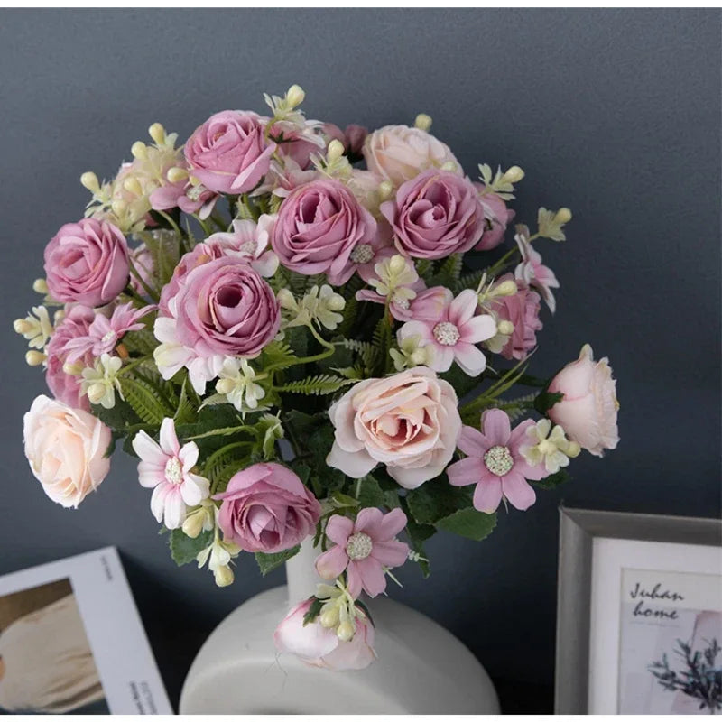 Silk Rose Artificial Flower Bouquet | Wedding & Home Decor