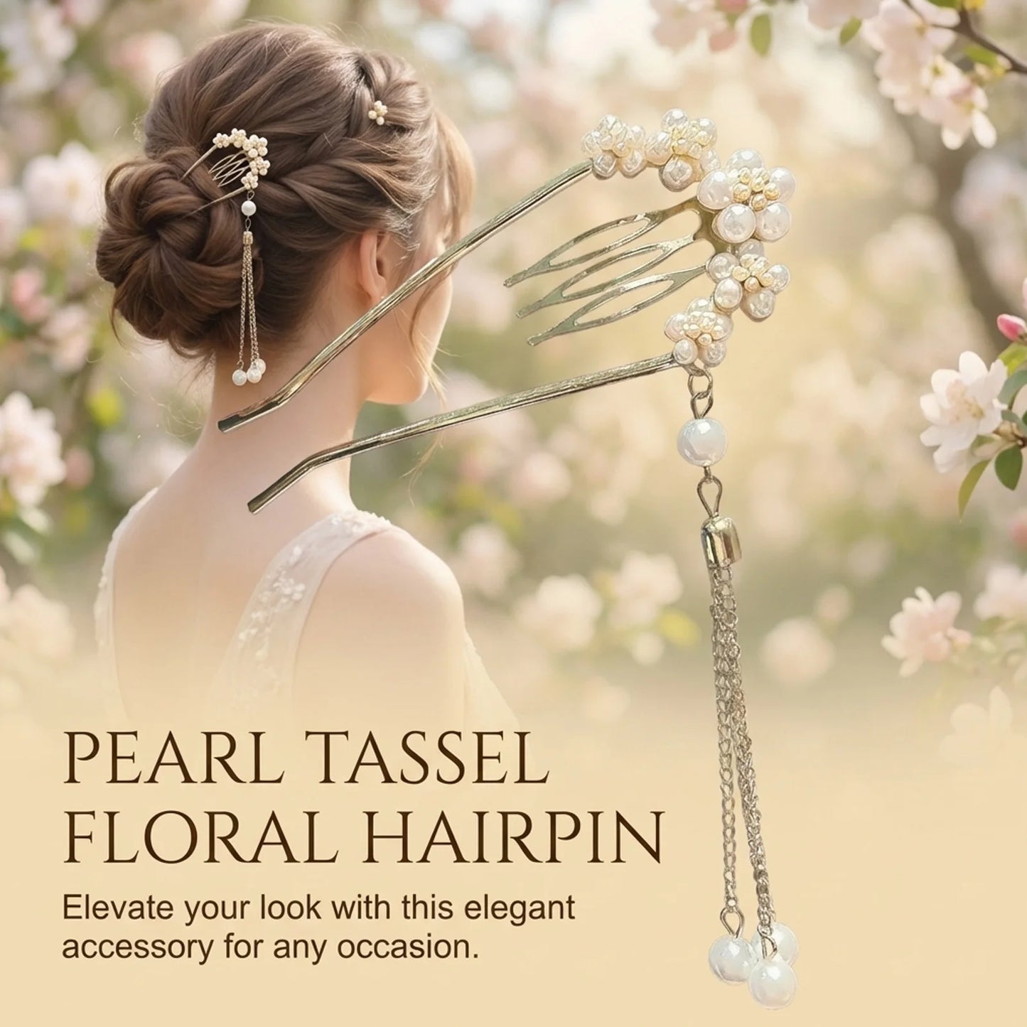 Pearl Fringe U-Shaped Hairpin For Women Elegant Alloy Design With Imitation Pearl Peaceful Pleasures Health and Wellness