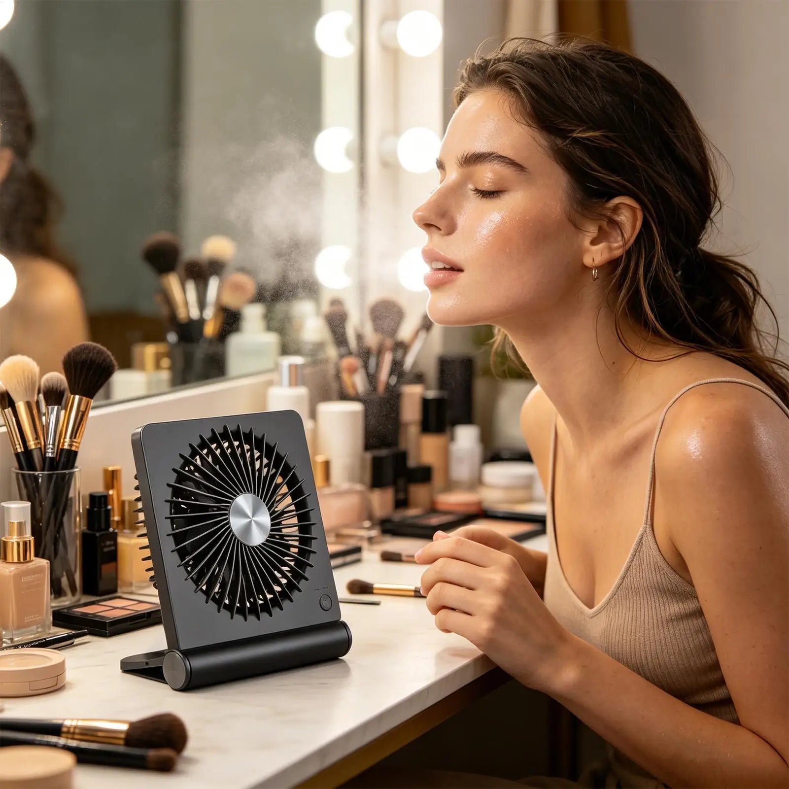 Desk Fans Small Quiet 220 Tilt Ultra Quiet USB Rechargeable Small Travel Fan For Home Office Bedroom Dorm Nap Indoor Table Peaceful Pleasures Health and Wellness
