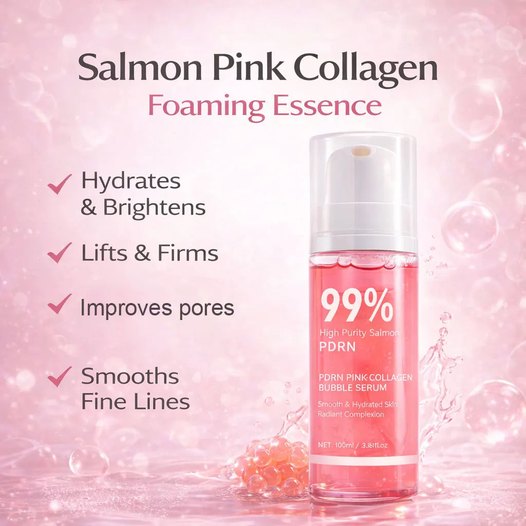 PDRN Pink Collagen Bubble Serum Glow Firming Serum with 99% Purity PDRN & Low Molecular Collagen Lightweight Fast-Absorbing Peaceful Pleasures Health and Wellness