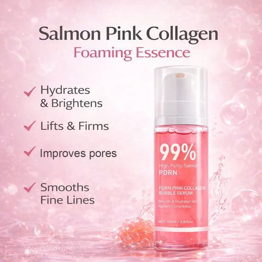 PDRN Pink Collagen Bubble Serum Glow Firming Serum with 99% Purity PDRN & Low Molecular Collagen Lightweight Fast-Absorbing Peaceful Pleasures Health and Wellness