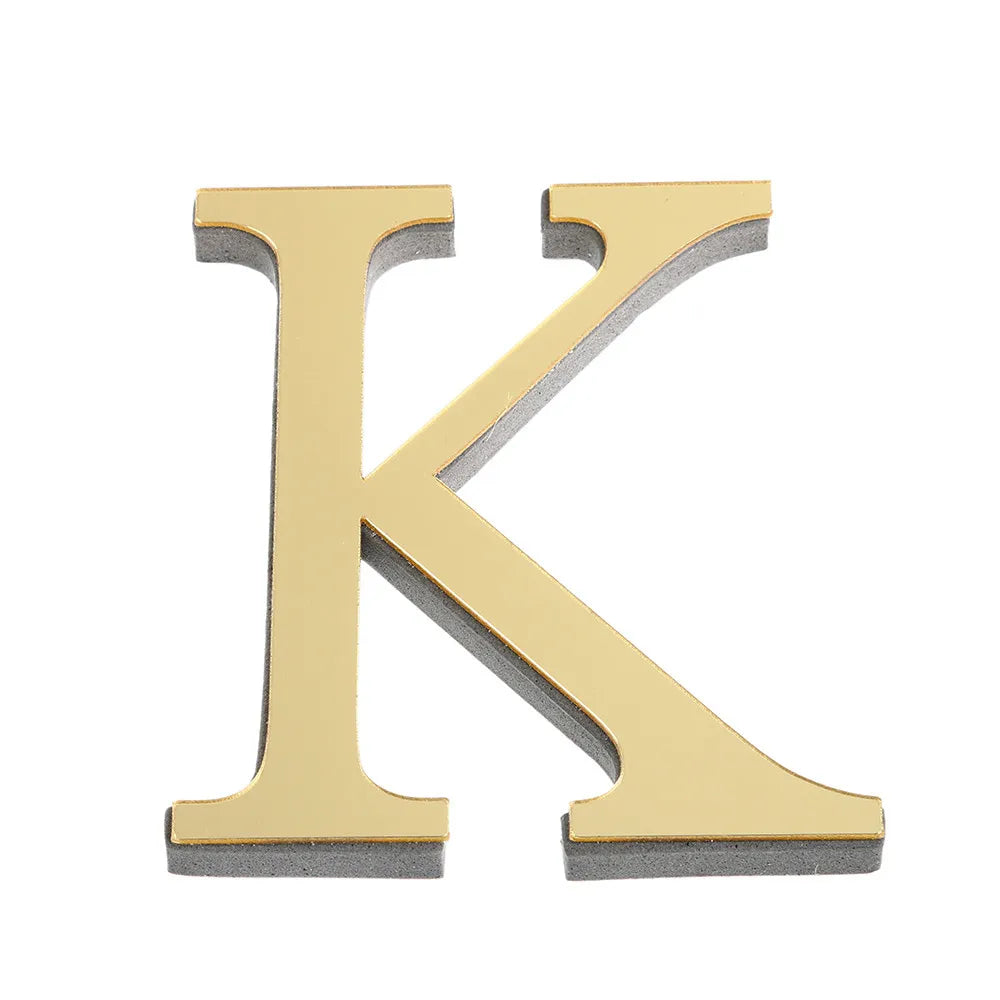 3D Mirror Acrylic Letter Wall Stickers – DIY A–Z Gold Decals