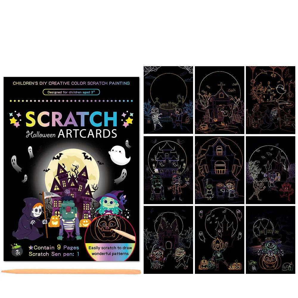 Children Scratch Painting Magic Rainbow Colors Art Card Books Early
