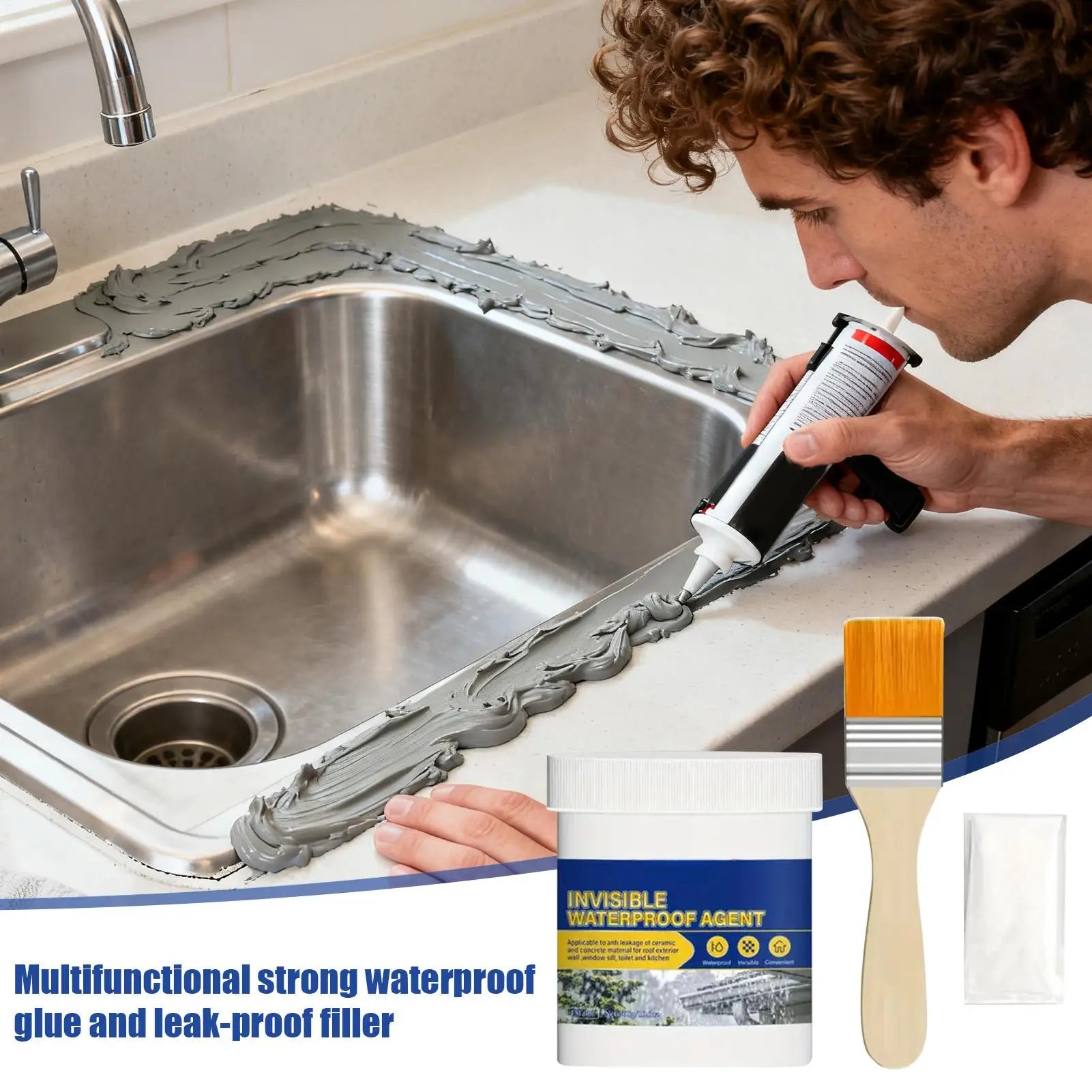 Transparent Waterproofing Sealant, Multi-Purpose Leak Proof Caulk Glue for Kitchen Bathroom Pipe Floor Window Home Repair Peaceful Pleasures Health and Wellness