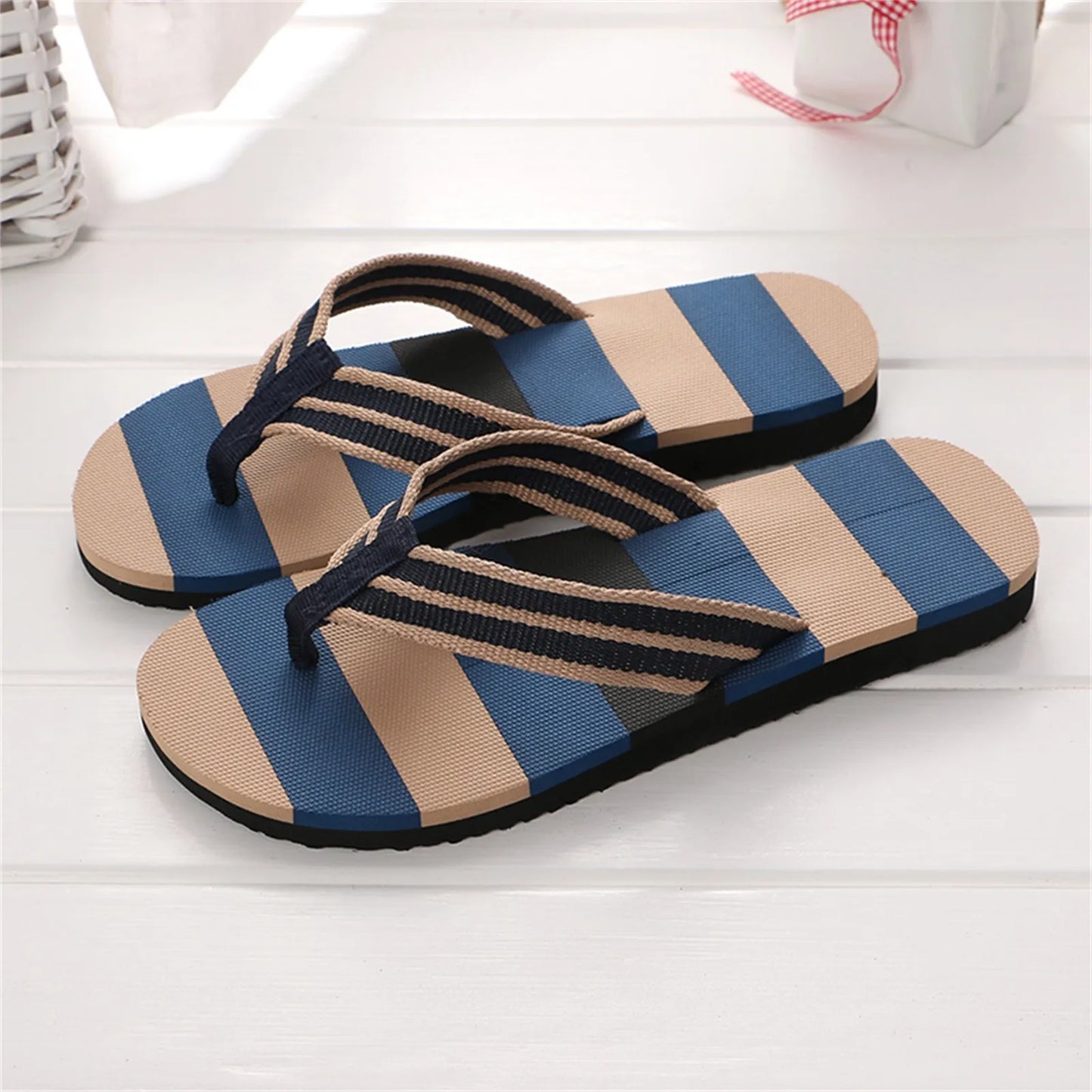 New Men's Slippers Men Summer Shoes Mixed Colors Sandals Male Slipper Indoor and Outdoor Flip Flops Casual Beach Shoes for Man Peaceful Pleasures Health and Wellness Blue 40