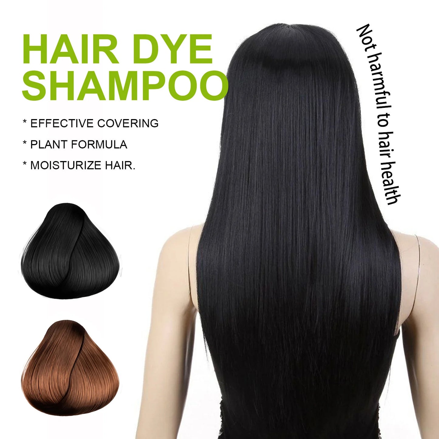 HOEGOA Natural Hair Dye Shampoo – Brown & Black | Gray Coverage, Nourishing, Permanent Color 100ml Peaceful Pleasures Health and Wellness