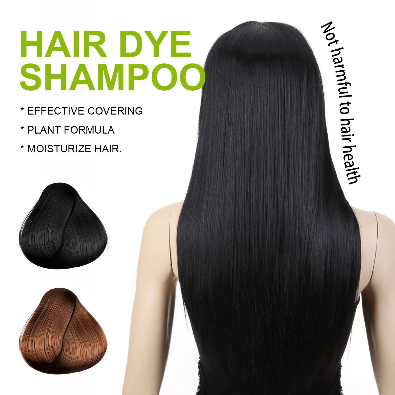 HOEGOA Natural Hair Dye Shampoo – Brown & Black | Gray Coverage, Nourishing, Permanent Color 100ml Peaceful Pleasures Health and Wellness