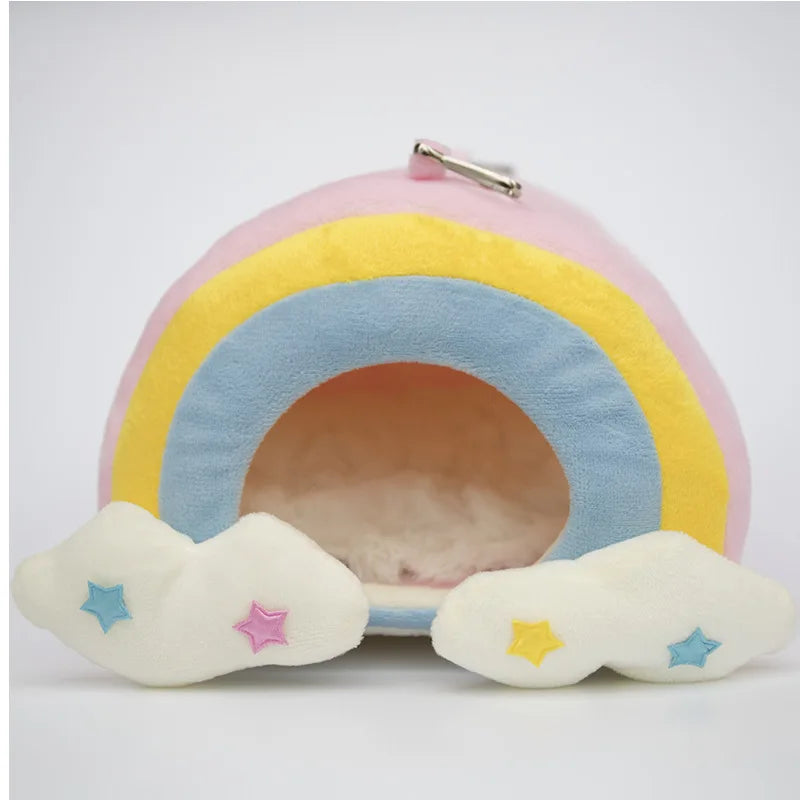 Rainbow Pet Nest for Sugar Gliders & Hamsters | Cozy Hideout Small Animal Nest Peaceful Pleasures Health and Wellness 16x16x14cm House
