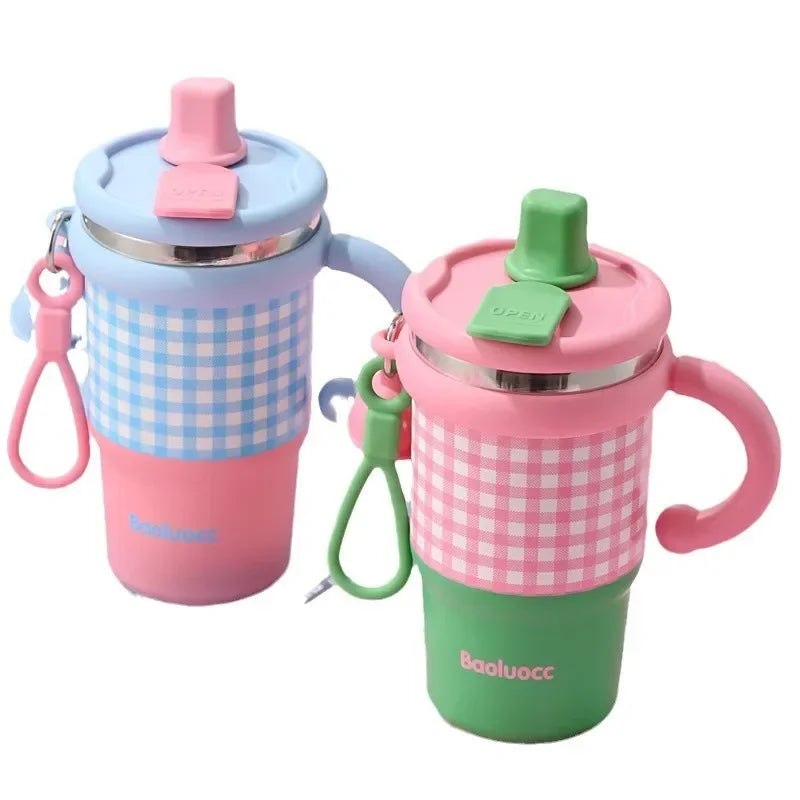 Insulated Cup Stainless Steel Insulated Ice Cream Cup Double Drinking Student Straw Water Cup Large Capacity High Beauty Cup New Peaceful Pleasures Health and Wellness