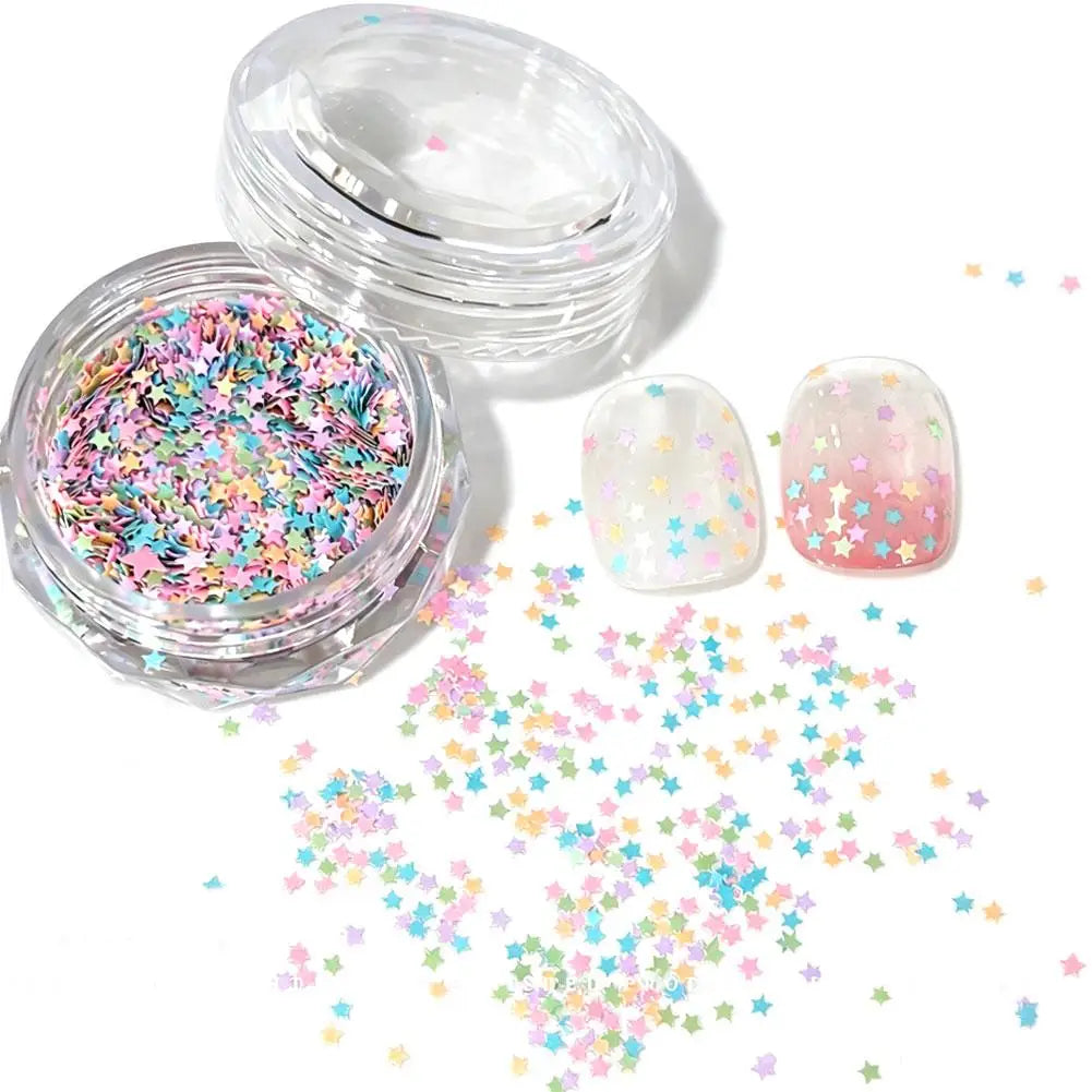 Heart & Star Nail Glitter Sequins – Colorful Manicure Decor
