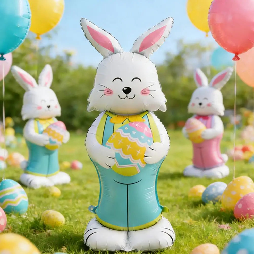 Aluminum Film Easter Balloon with Standing Base, Rabbit Chicken Carrot Shape for Birthday Party Holiday Home Decor Supplies Peaceful Pleasures Health and Wellness