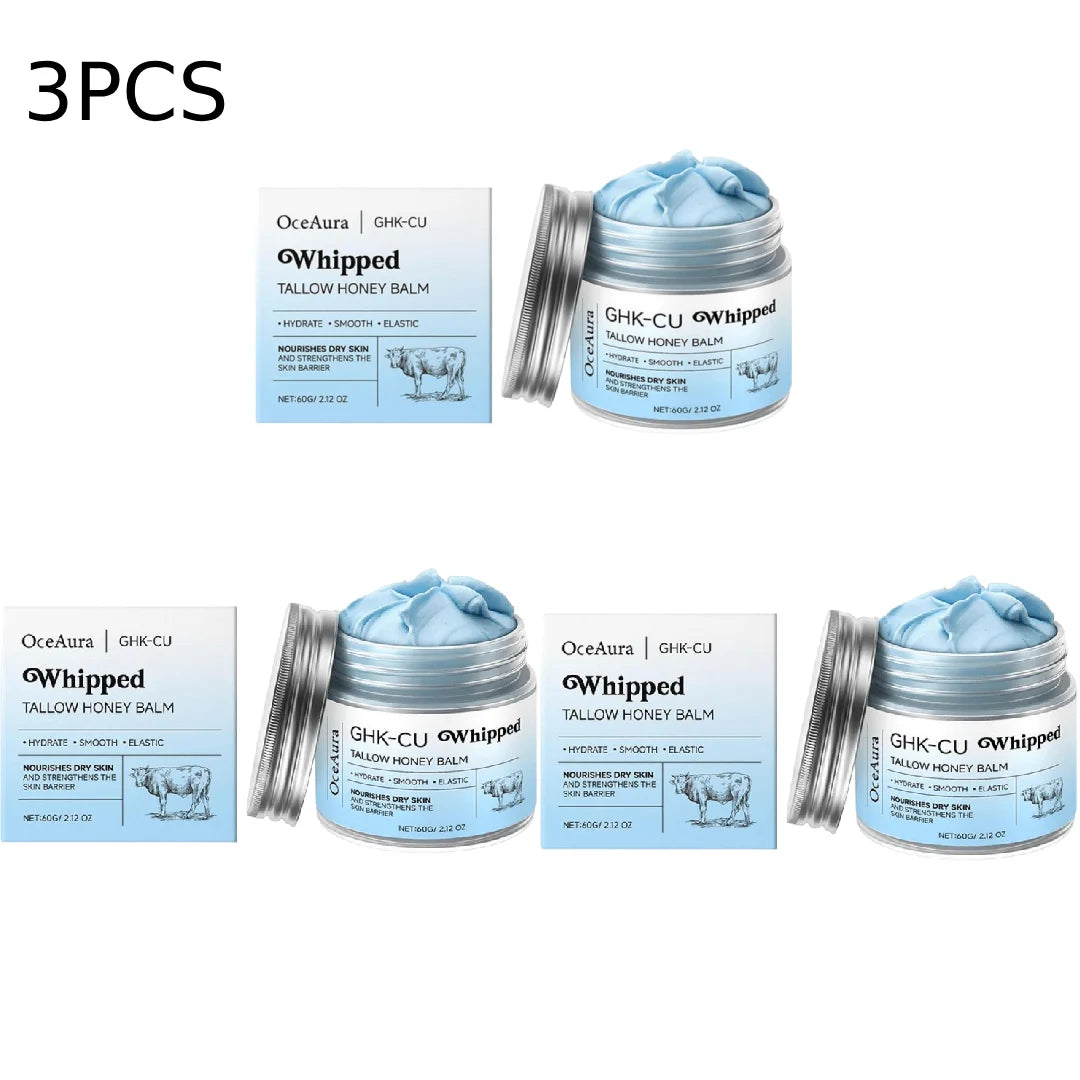 Beef Tallow Honey Skin Balm, Daily Nourishing Moisturizing Body Care Balm, Smooth Hydrating Non-Greasy Skin Repair Cream Peaceful Pleasures Health and Wellness 3pcs