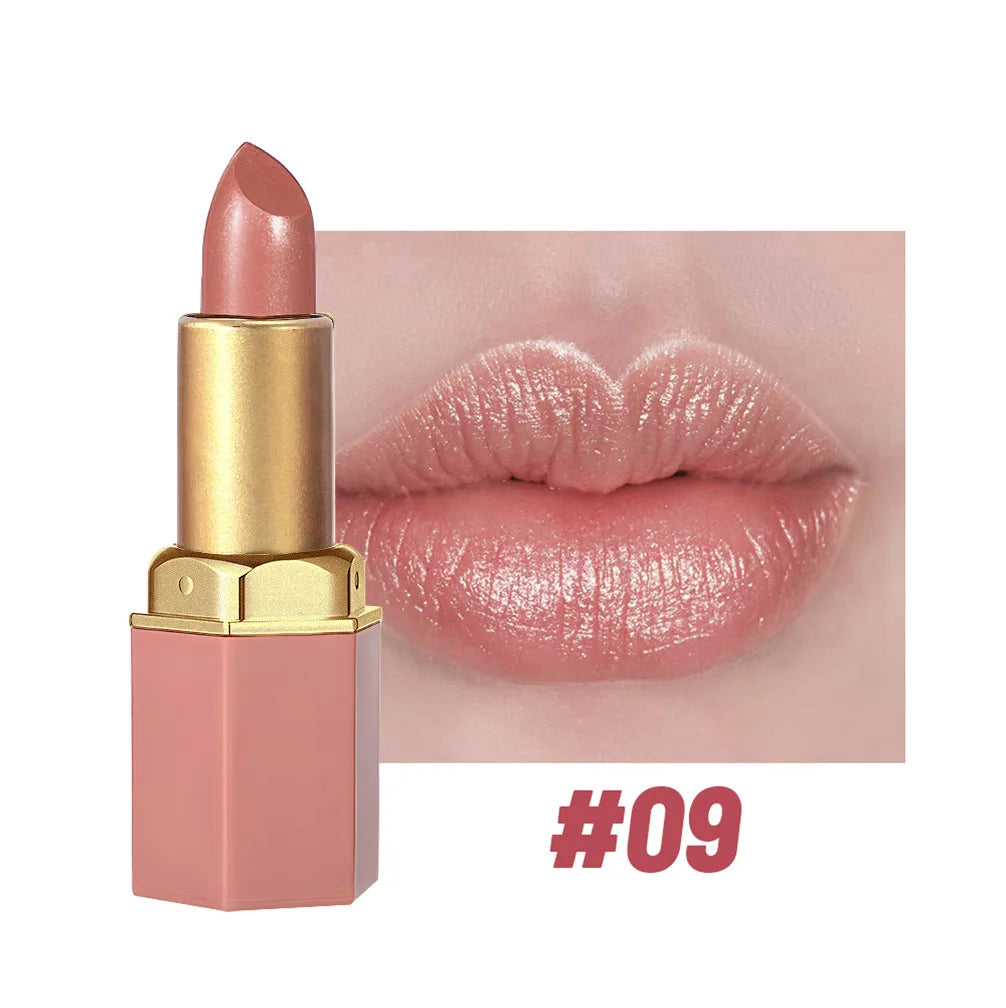 Pearlescent Pink Glitter Velvet Lipstick | Metallic Waterproof
