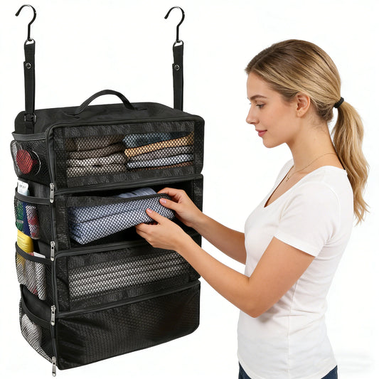 Hanging Suitcase Organizer | Collapsible Packing Cubes Travel Packing Organizer Peaceful Pleasures Health and Wellness