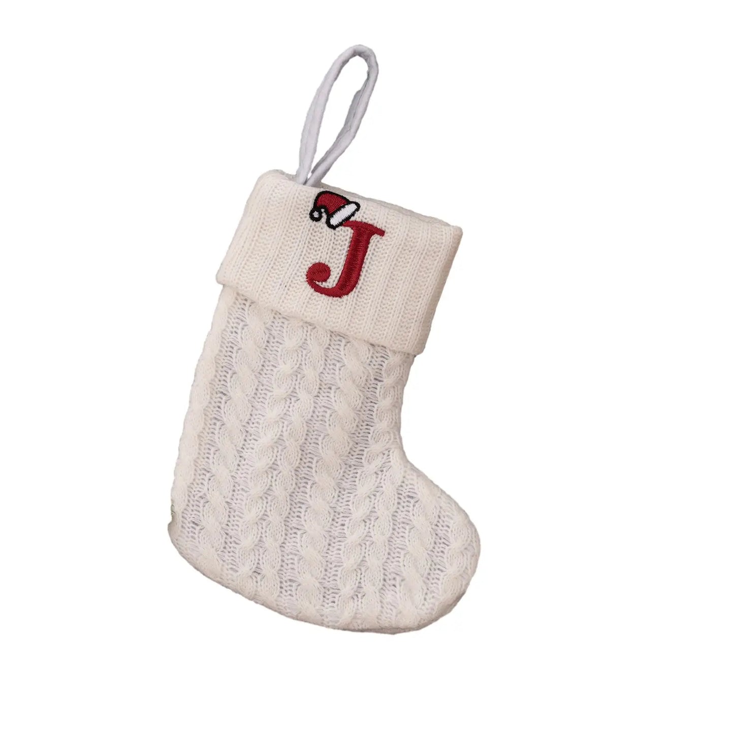 Knitted Christmas Stocking with Hanging Rope | Kids Candy Bag
