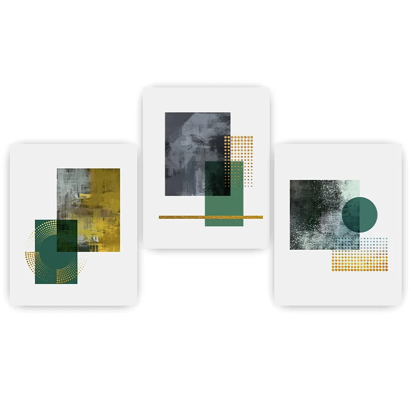 Nordic Geometric Canvas Wall Art | Green Yellow Abstract Print Canvas Wall Art Peaceful Pleasures Health and Wellness 01 40x60cm No Frame China Mainland