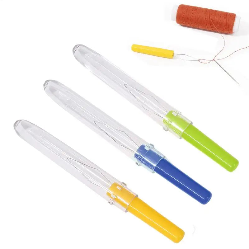 3PCS Needle Threader with Cover Automatic Small Threader Tool Plastic Needle Changer Portable Sewing handmade Accessories Peaceful Pleasures Health and Wellness