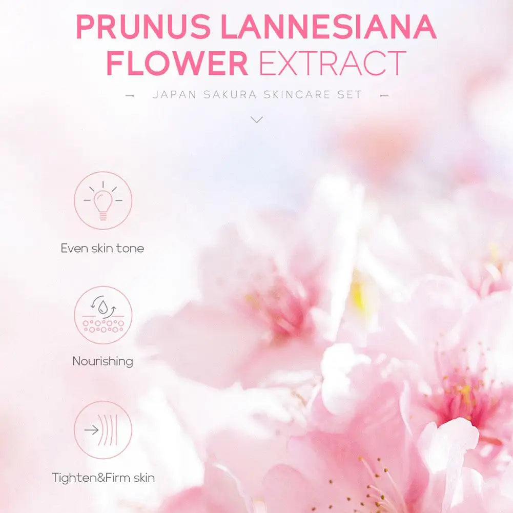 Sakura Cherry Blossom 5-Piece Skincare Set | Cleanser, Toner, Serum, Eye Cream & Face Cream Peaceful Pleasures Health and Wellness
