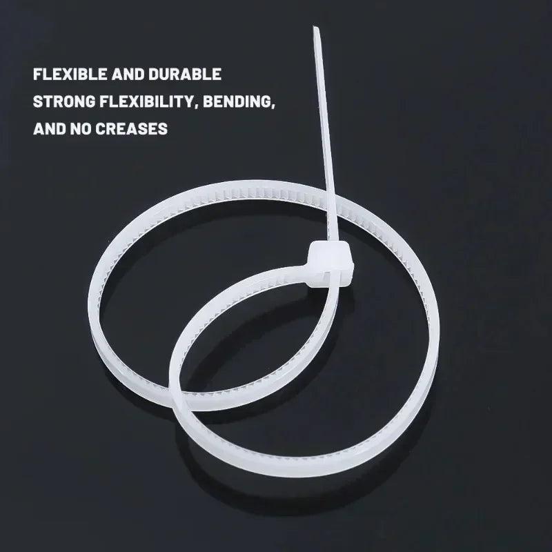 Reusable Nylon Cable Ties Self-Locking Zip Ties 100–500 Pcs