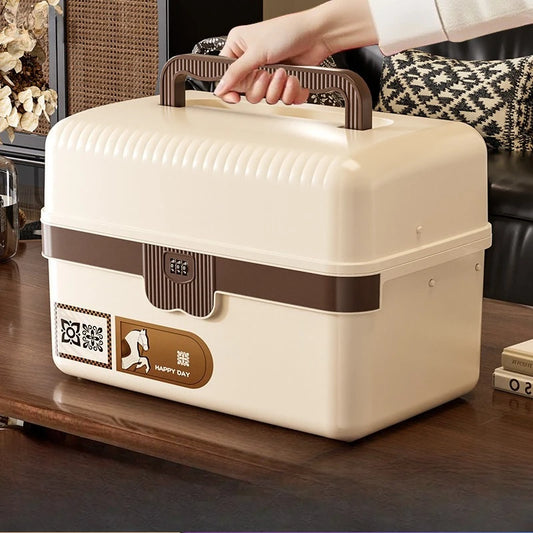 Compact Portable Combination Lock Storage Box with Handle Multipurpose Dustproof File Document Organizer for Home Use Peaceful Pleasures Health and Wellness