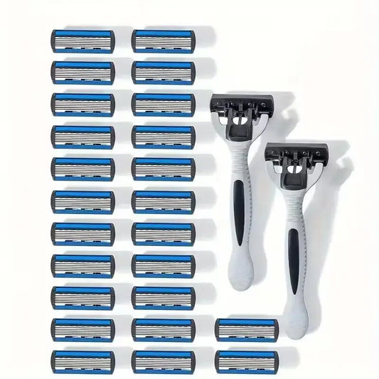 Men's 6-Layer Stainless Steel Safety Razor – Replaceable Head Men's Safety Razor Peaceful Pleasures Health and Wellness