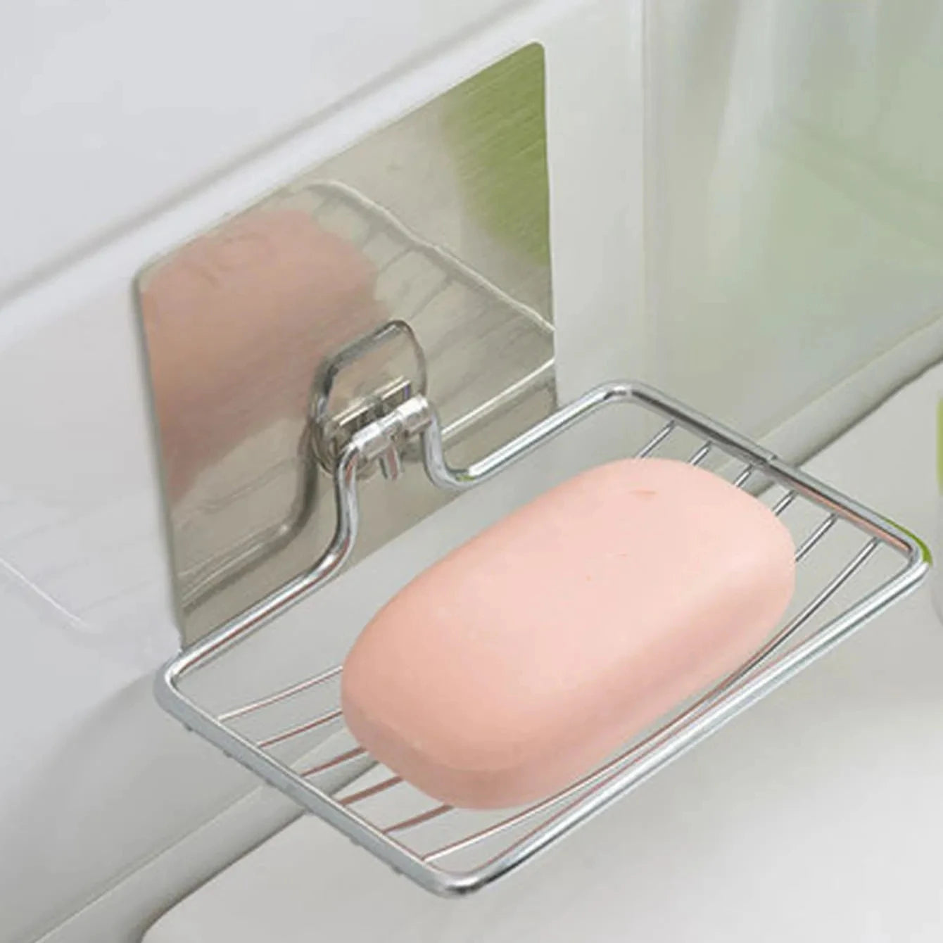Stainless Steel No-Drill Wall Soap Dish Rack | Self-Draining